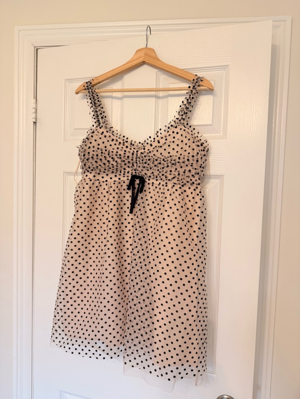 American Eagle Outfitters Beige Dress with Black Polka Dots